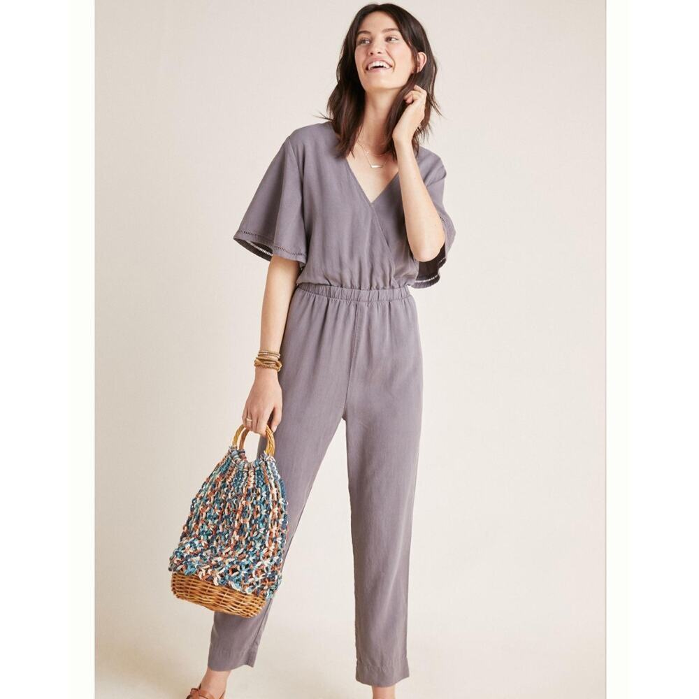 Anthropologie Cloth & Stone Zinc Gulpiyuri V-Neck Pocket Jumpsuit Small
